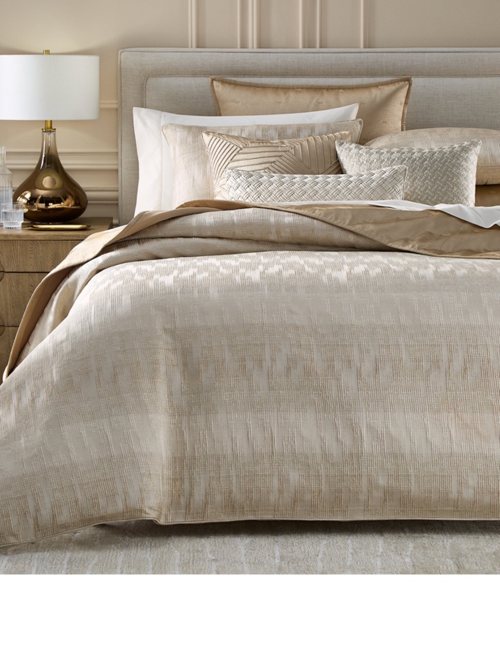 Hotel Collection Champagne and Cream Reversible Comforter Set - Picture 9 of 9